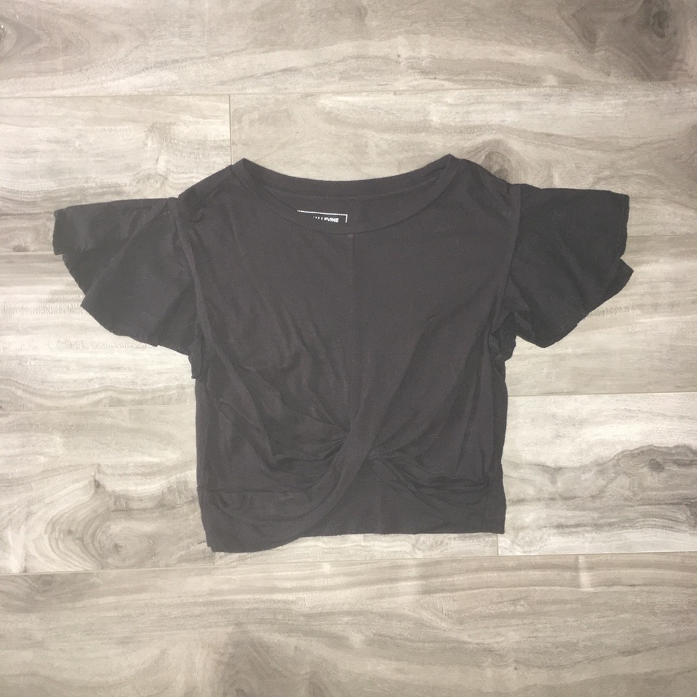 Adam Levine Ruffle Sleeve Crop Top